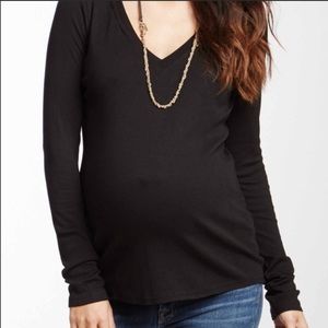 Michael Stars V-Neck Maternity Long Sleeve Tee